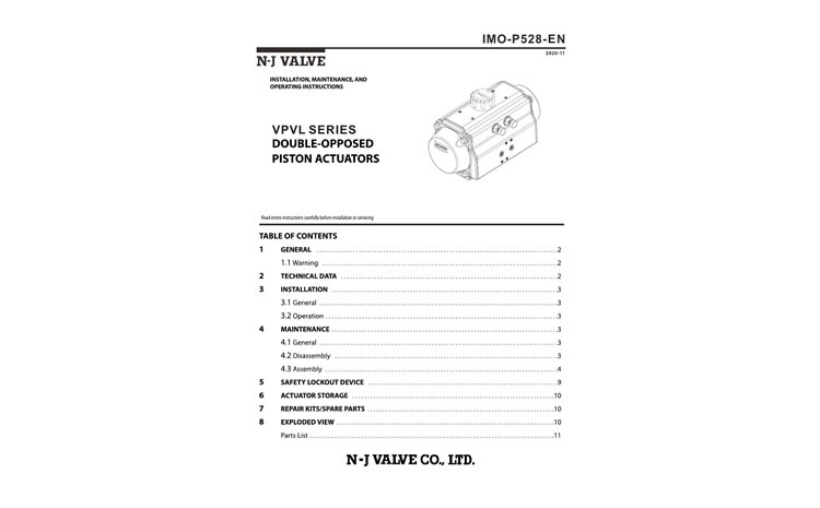 VPVL Series Pneumatic actuators IMO-P528EN