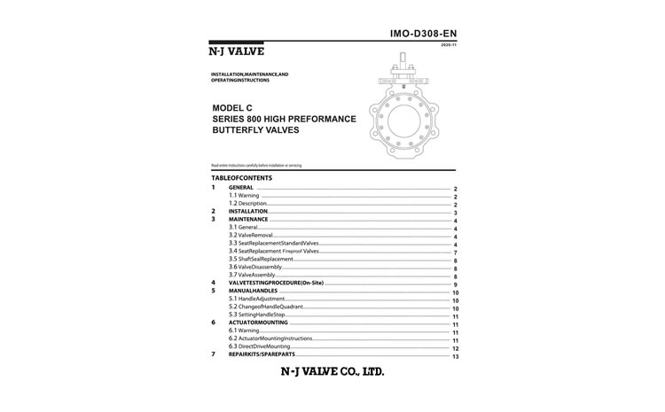 800 Series Butterfly valves-IMO-D308EN